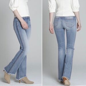 NWT Free People Driftwood Isabel Embroidered Flare Jeans - W25 can fit 26.